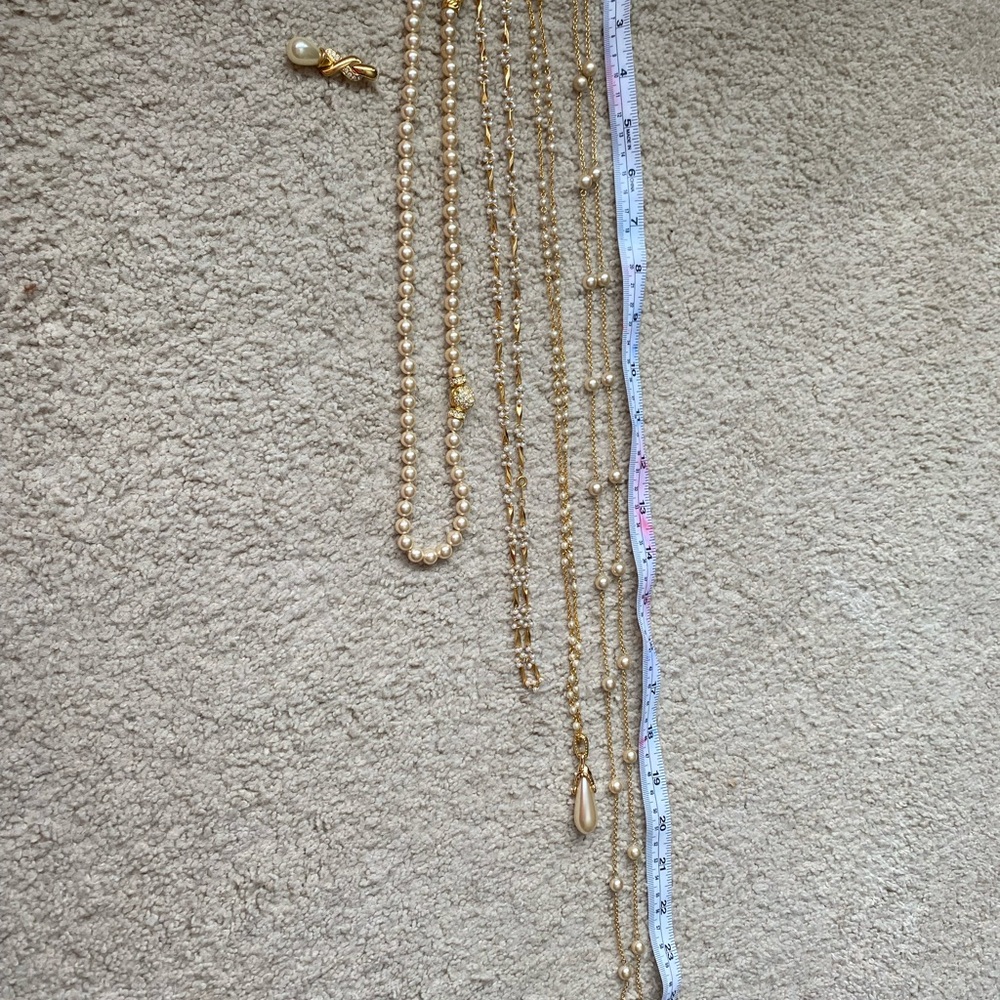 Elegant Gold Pearl Necklace set of 4